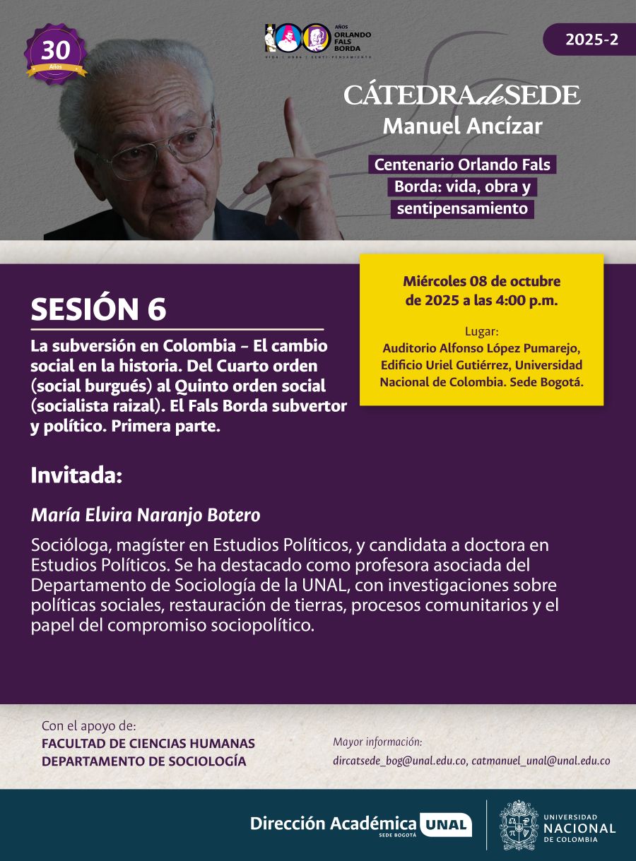 Poster Sesión 6 Cátedra Fals Borda - Profesora María Elvira Naranjo